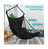 Piscifun Hammock Chair Hanging Swing With 3 Cushions Foot Rest Support 500lbs Weight Capacity Indoor Outdoor Patio Porch