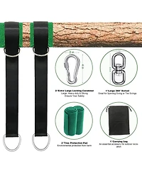 Piscifun Tree Swing Hammock Straps Kit Heavy Duty Lock Carabiner Hooks Tree Protector Easy Installation Universal Hanging Straps