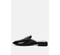 Rag & Co Yashta Womens Patent Studded Flat Mules