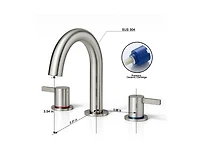 Busdays 8 Inch Widespread Lavatory Faucet 2 Handle 3 Hole 360 Spout Vanity with Pop Up Drain Brushed Nickel