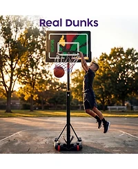 Hurtle Kids Portable Basketball Hoop – Adjustable Indoor Outdoor Basketball Goal with Wheels and Backboard for Kids Play