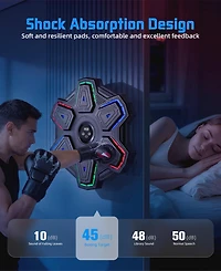 Sugift Music Boxing Machine, Bluetooth and Led, Wall-Mounted Punching Pad with Gloves, 9 Modes and Speeds for Adults and Kids