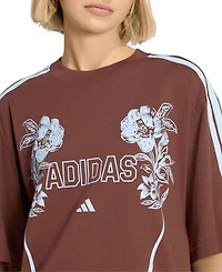 adidas Women's Farm Gfx Tee 2 Retro Graphic-Print 3-Stripes Crewneck T-Shirt