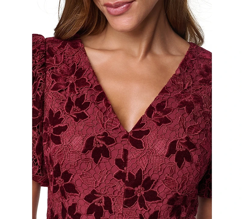 Eliza J Women's V-Neck Puff Sleeve A-Line Dress