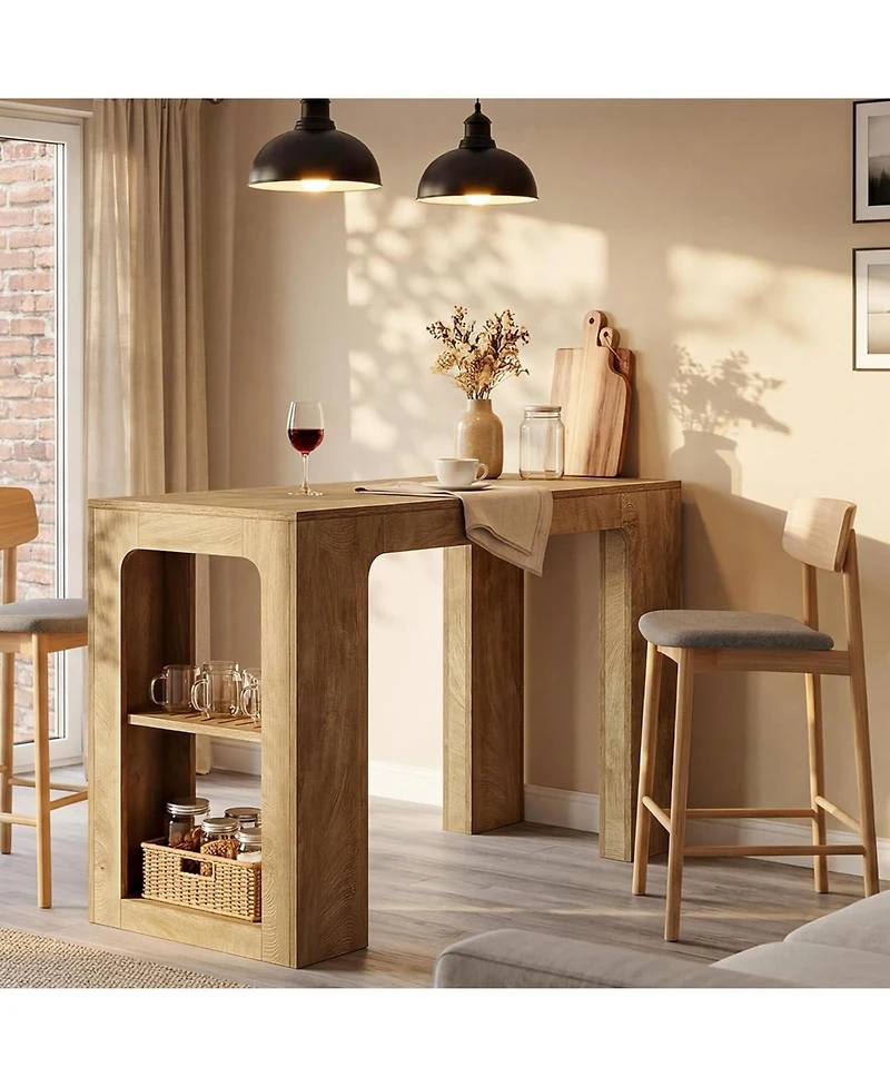 Tribesigns 63" Bar Table with Storage: High top bar station with 2 shelves. Pub table for kitchen, dining room, restaurants