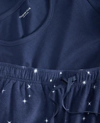 Charter Club Women's Long-Sleeve Cotton-Blend Top and Fleece Pajama Pants Set, Macy's Exclusive