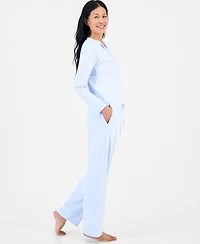 Charter Club Women's Pointelle Long-Sleeve Bow Top and Pants Set, Macy's Exclusive