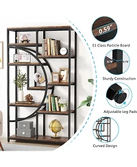 Tribesigns 5 Tier Industrial Bookshelf Set of 2, Freestanding Tall Bookshelves Display Shelf Storage Organizer with 9-Open