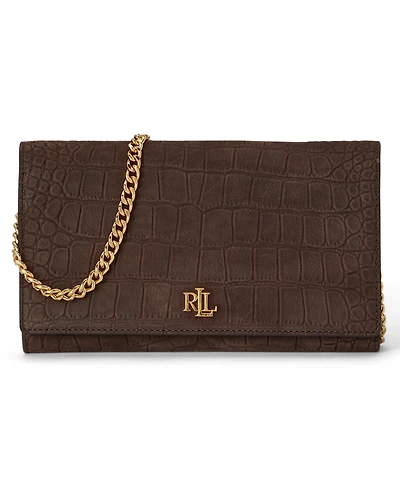 Lauren Ralph Lauren Crocodile-Embossed Medium Adair Ii Leather Crossbody Wallet