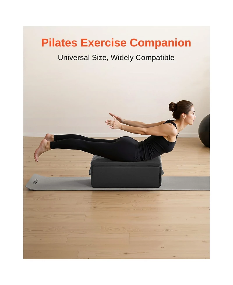 Sevorley Pilates Reformer Sitting Box, 25x17x9 in Padded Exercise Box for Strength and Balance