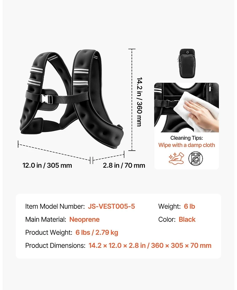 Sevorley 6 lb Weighted Vest for Men and Women, Adjustable Fitness Training Vest