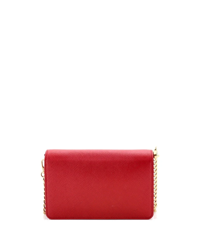 Pre-Owned Prada Chain Wallet Crossbody Saffiano Leather
