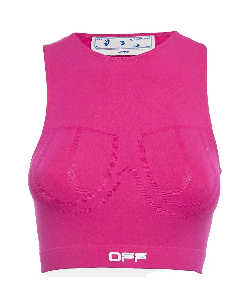 Pre-Owned Off-White Women's Logo Print Jersey Crop Top