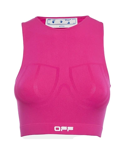 Pre-Owned Off-White Women's Logo Print Jersey Crop Top