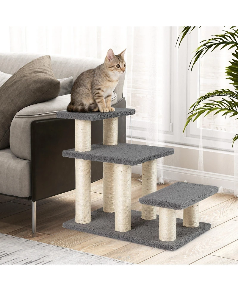 Gymax 2-in-1 Cat Tree Tower Pet Steps With Scratching Posts Hanging Toy Ball Perch