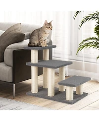 Gymax 2-in-1 Cat Tree Tower Pet Steps With Scratching Posts Hanging Toy Ball Perch