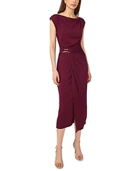 Msk Petite Short-Sleeve Ponte Midi Dress