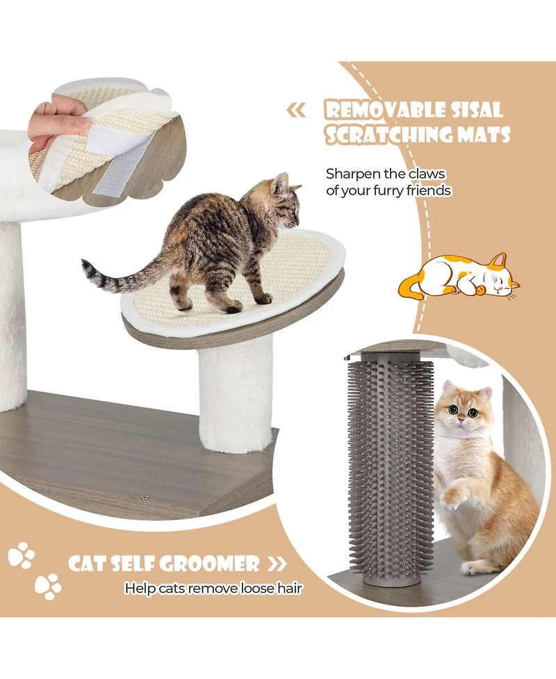 Gymax Cat Tree with Litter Box Enclosure 2-in-1 Modern Cat Tower with Cat Condo