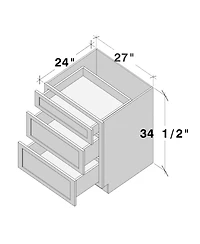 Boyel Living 27 Inch Wide 3-Drawers Base Cabinets, Ready to Assemble Kitchen Cabinet with Solid Wood Frame, Soft-Close Slides and Hinges