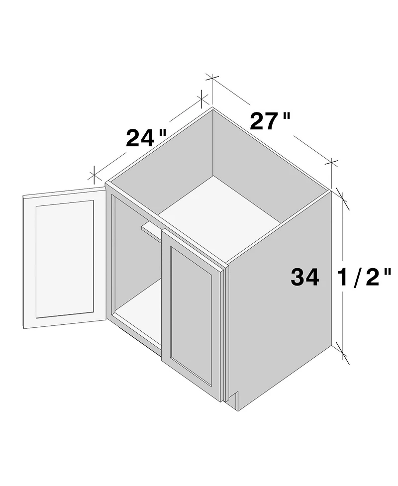 Boyel Living 27 Inch Wide Full Height Door Base Cabinet, Ready to Assemble Kitchen Cabinet with Solid Wood Frame, Soft-Close Slides and Hinges