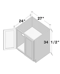 Boyel Living 27 Inch Wide Full Height Door Base Cabinet, Ready to Assemble Kitchen Cabinet with Solid Wood Frame, Soft-Close Slides and Hinges