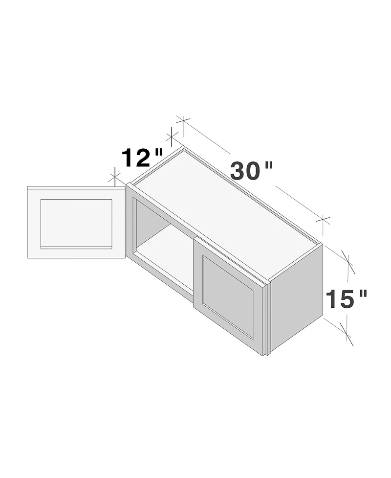 Boyel Living W30" Dove Short Wall Cabinet with Full Overlay Hdf Door for Custom Kitchen or Bathroom