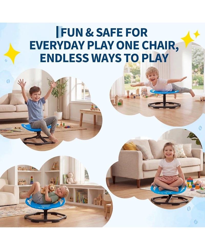 homfan Fluorescent Elephant Sensory Spinning Chair with Handle, 360 degree Quiet Swivel for Autism, Adhd, Spd, Anti-Slip Base, Vestibular Toy
