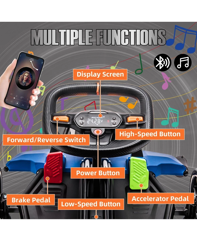 homfan 24V Kids Ride-On Car, Dual 120W Motors, High/Low Speed Modes, 54"L x 31"W x 22"H, 140 lb Capacity, Ages 6+