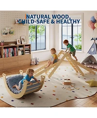 homfan Ages 1-3 7-in-1 Educational Collapsible Wooden Climbing Triangle Set