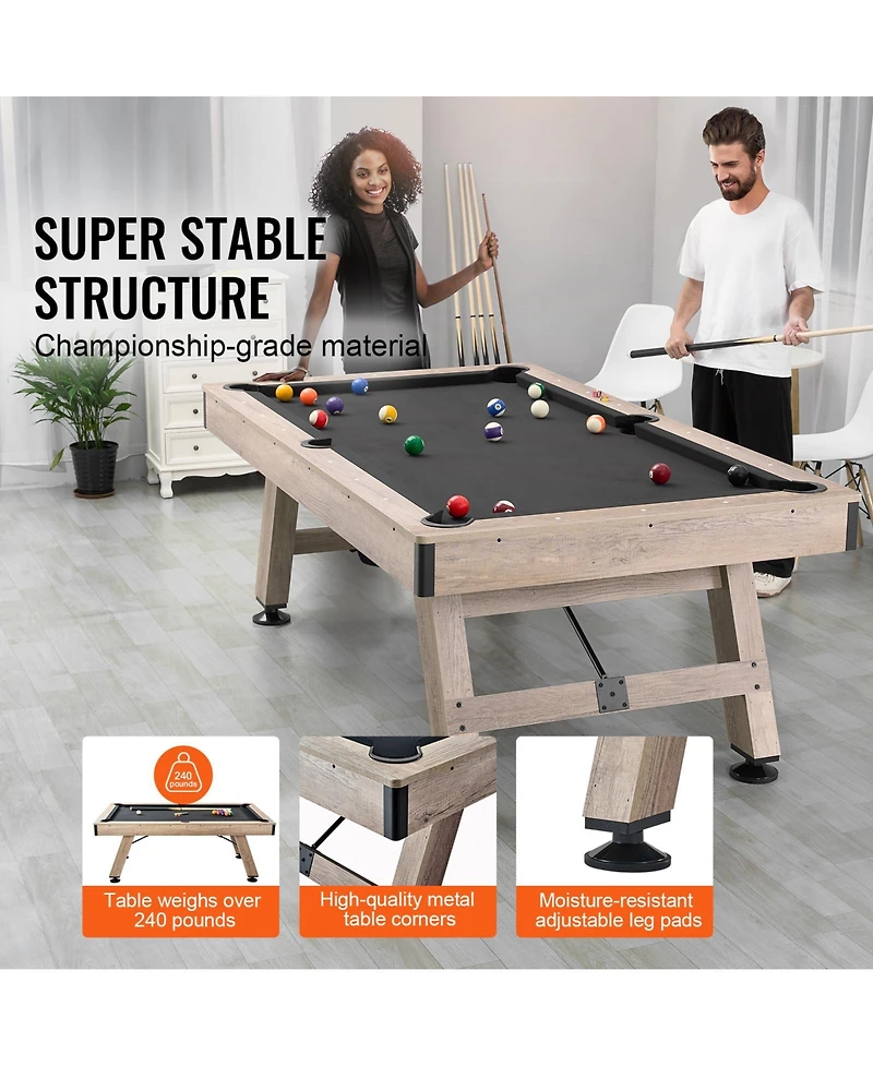 Sevorley 7 feet Pool Table Set with Adjustable Legs, Balls, Cues and Brush