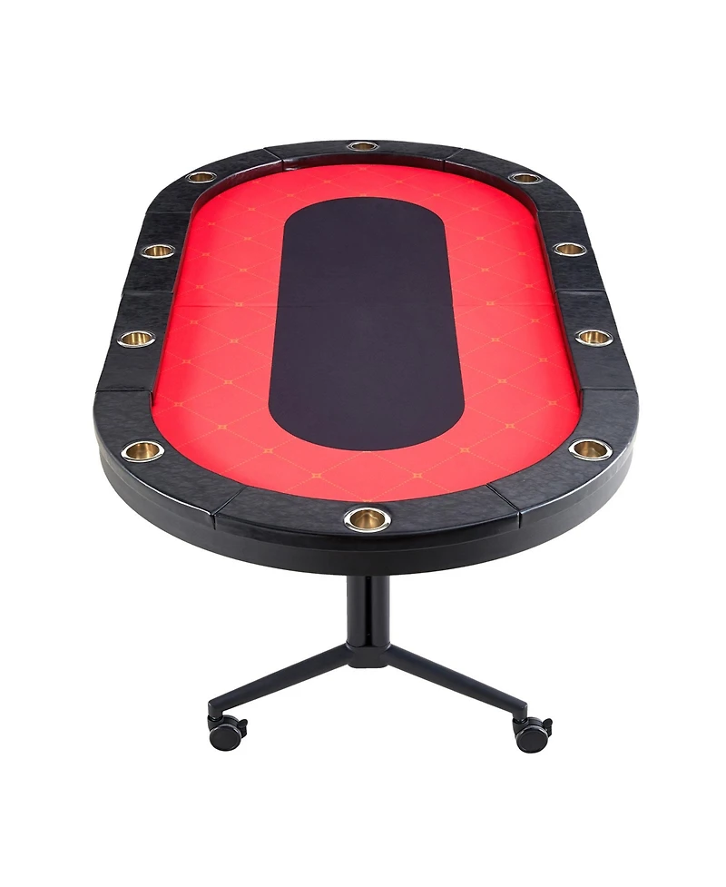 Sevorley 10-Player Foldable Poker Table, 90 inch Oval Casino Table with Padded Rails and Cup Holders