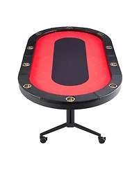 Sevorley 10-Player Foldable Poker Table, 90 inch Oval Casino Table with Padded Rails and Cup Holders