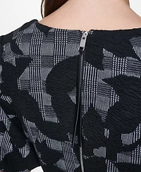 Dkny Women's Short Bubble Sleeve V-Neck Fit and Flare Dress