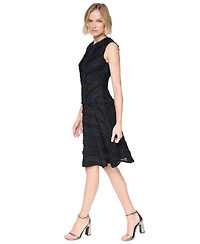 Dkny Women's Sleeveless Crew Neck Ruffle Hem Dress