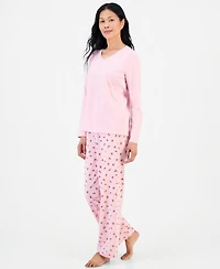 Charter Club Women's Cotton-Blend Long Sleeve V-Neck Pajama Pant Set, Macy's Exclusive