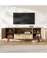 Vlsrka 63" Tv Stand for TVs Up to 65", Modern Entertainment Center with Storage Cabinets, 2 Drawers, Adjustable Shelves and Cable Management