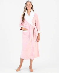 Charter Club Women's Long Plush Fleece-Trim Robe, Created for Macy's