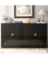 Vlsrka 2-Door Glossy Accent Cabinet with Adjustable Storage Shelves, Modern Sideboard