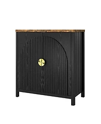 Vlsrka 31.5" Accent Cabinet with Adjustable Shelf, 2-Door Storage Cabinet with Gold Handles