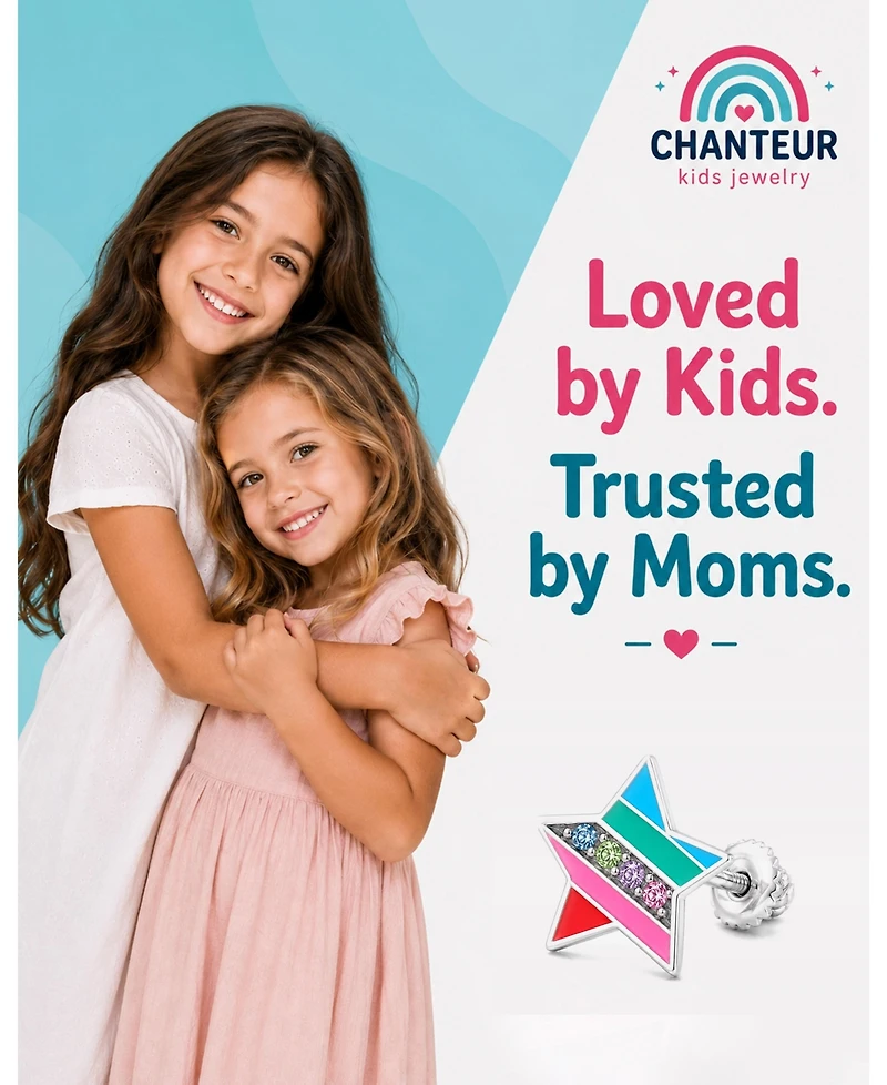 Chanteur Kids Star Hypoallergenic Earrings for Girls with Surgical Titanium Screwbacks