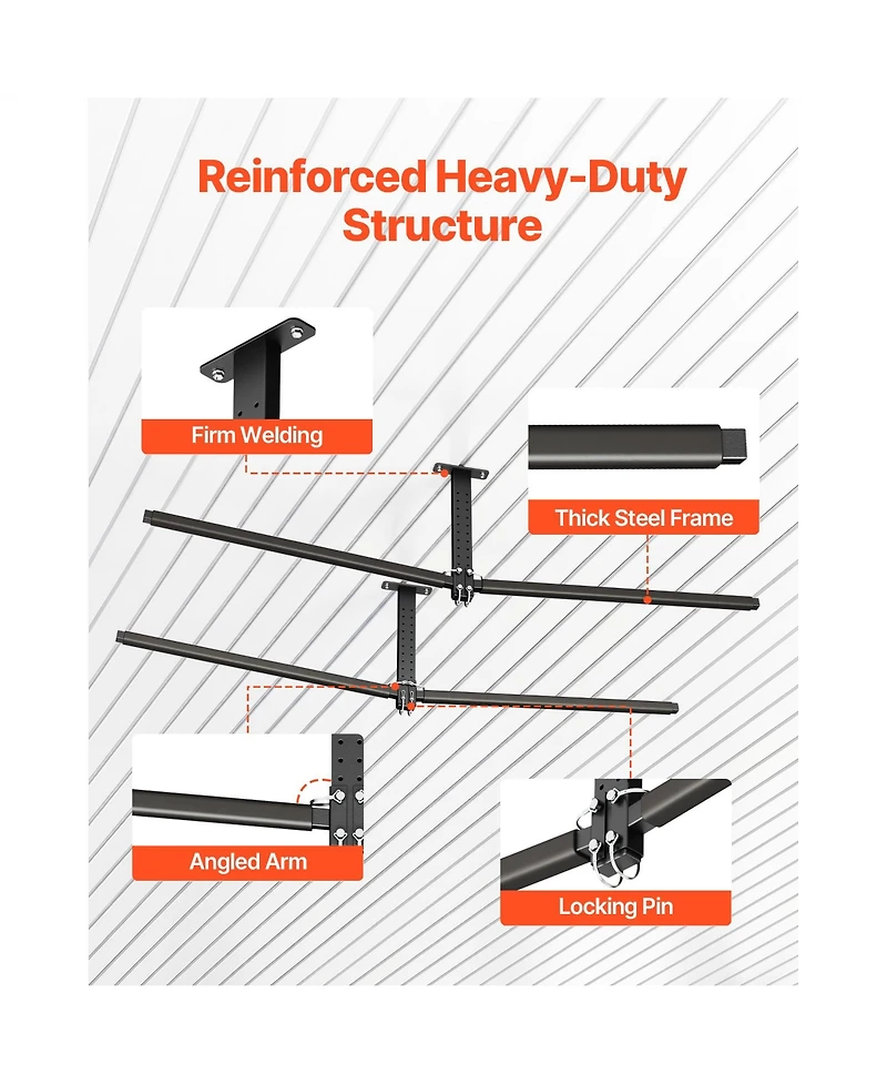 Sevorley Kayak Ceiling Storage Rack for 2 Kayaks, Overhead Steel Garage Hanger with Foam Arms, 250 lb Capacity