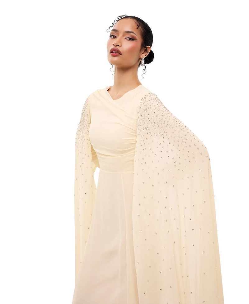 Maryisa Women's Sequin-Embellished Cape-Style Sleeves Maxi Dress