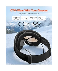 Sevorley Frameless Ski Goggles with Spherical Anti-Fog Lens, Otg Fit