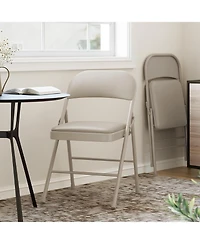 homfan Set of 8 Folding Metal Chairs with Padded Seats and Backs, Stackable, for Home and Office