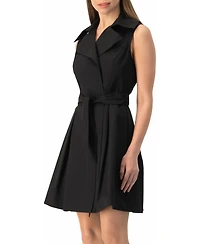 Ivonne Women's Belted Sleeveless Trench-Style A-Line Mini Dress