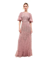 Beauut Women's Embellished Sequins Flutter Dress