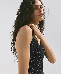 Mango Women's Lace-Detail Polka-Dot V-Neck Dress