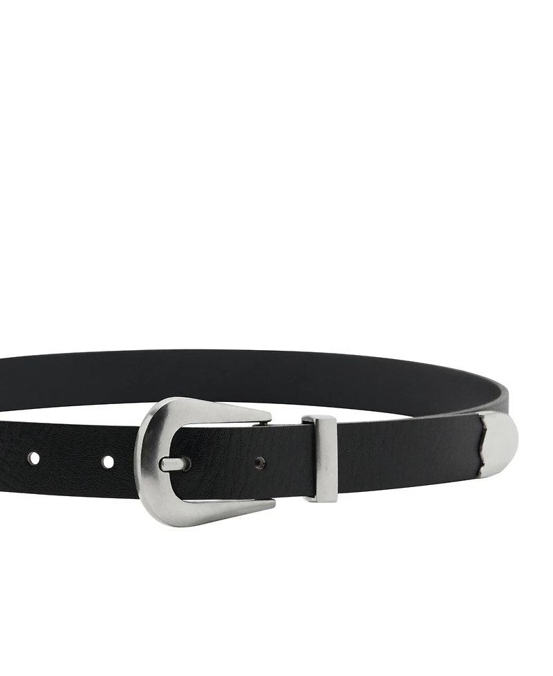 Mango Women's Metal Detail Leather Belt