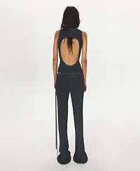 Mango Women's Bow Detail Ribbed Flared Pants