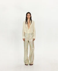 Mango Women's Foil-Printed Straight Mid-Rise Jeans